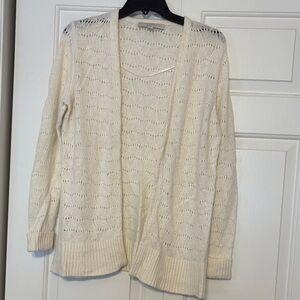 LOFT Ivory Open Knit Cardigan